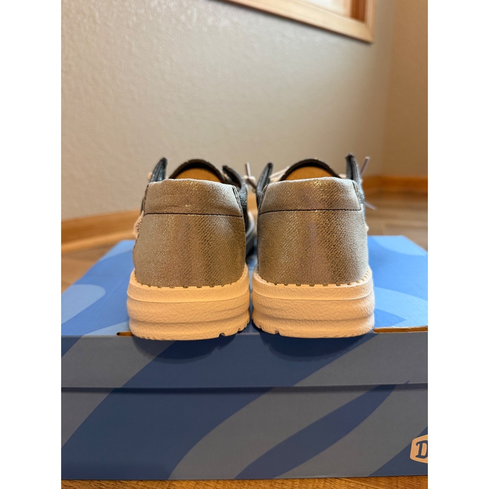 Hey Dude Wendy Metallic Sparkle Charcoal Grey Glitter Slip On Shoes Womens 9 NEW - Picture 4 of 8